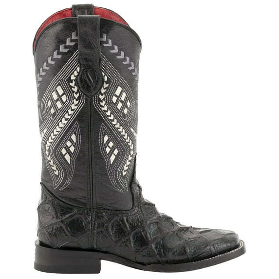 Ferrini Womens Bronco Pirarucu Print Embroidered Square Toe Cowboy Mid Cal