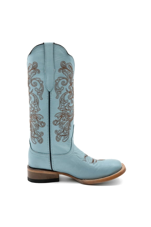 Womens Ella Embroidered Square Toe Cowboy Mid Calf Boots