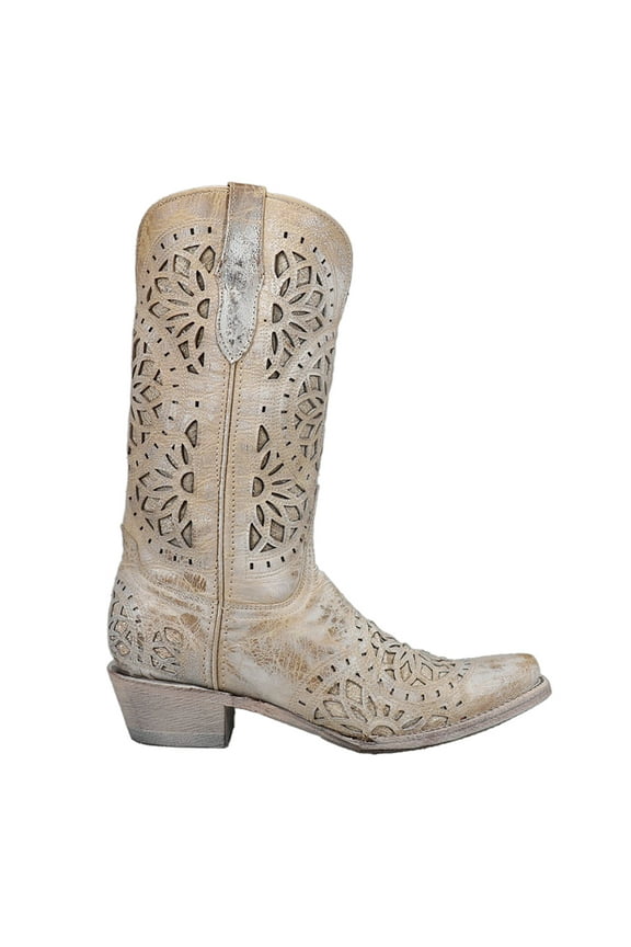 Womens Mandala Metallic Inlay Snip Toe Cowboy Mid Calf Boots