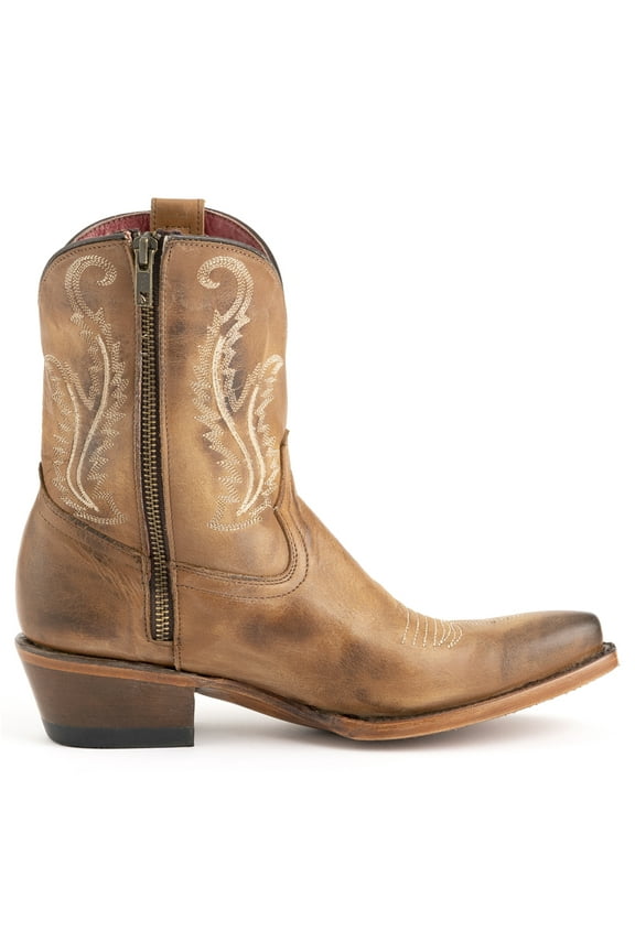Womens Molly Embroidered Snip Toe Zippered Cowboy  Mid Calf Boots