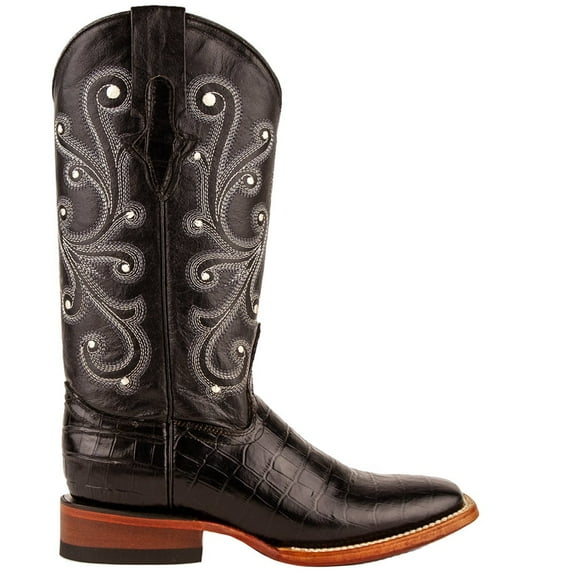 Ferrini Womens Mustang Alligator Dress Boots Mid Calf Low Heel 1-2"