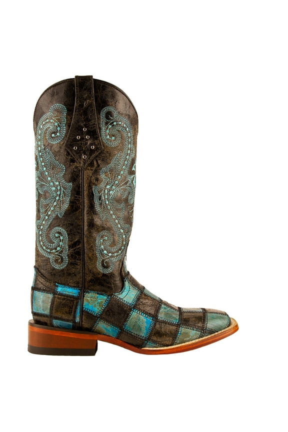 Ladies Patchwork Blk/Teal S-Toe 9B-Color:Blk/Teal,Size:9B