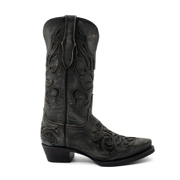 Ferrini Womens Sasha Glitter Inlay Snip Toe Pull On Cowboy  Mid Calf Boots