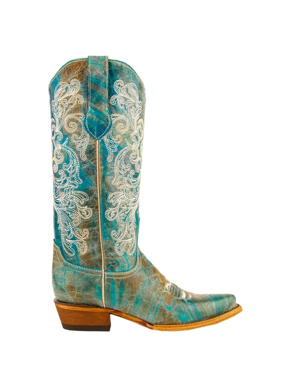 Womens Southern Charm Embroidered Pointed Toe Dress Boots Mid Calf Low Heel 1-2"