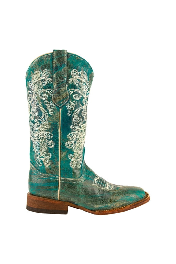 Womens Southern Charm Embroidered Square Toe Dress Boots Mid Calf Low Heel 1-2"