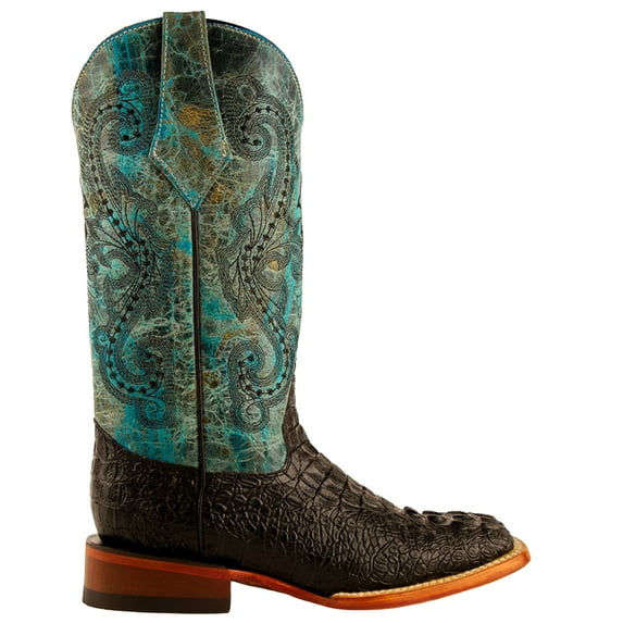 Ferrini Womens Stampede Croco Print Square Toe Cowboy Mid Calf Boots