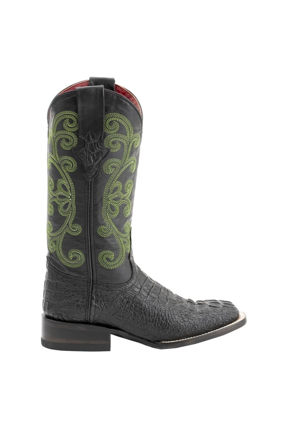 Womens Stampede Croco Print Square Toe Cowboy Mid Calf Boots