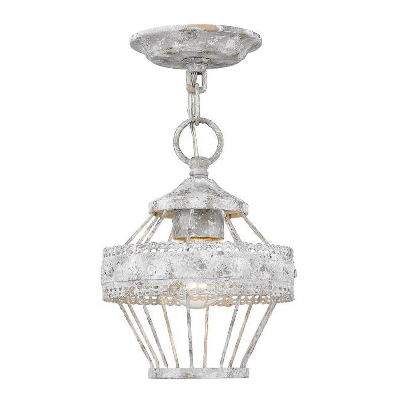 Ferris Vintage Oyster and White 7.5" Indoor/Outdoor Semi-Flush Light