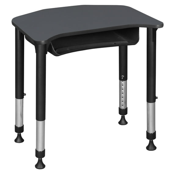 Ferris 26" x 24" Height Adjustable Student Desk with Book Storage- Grey
