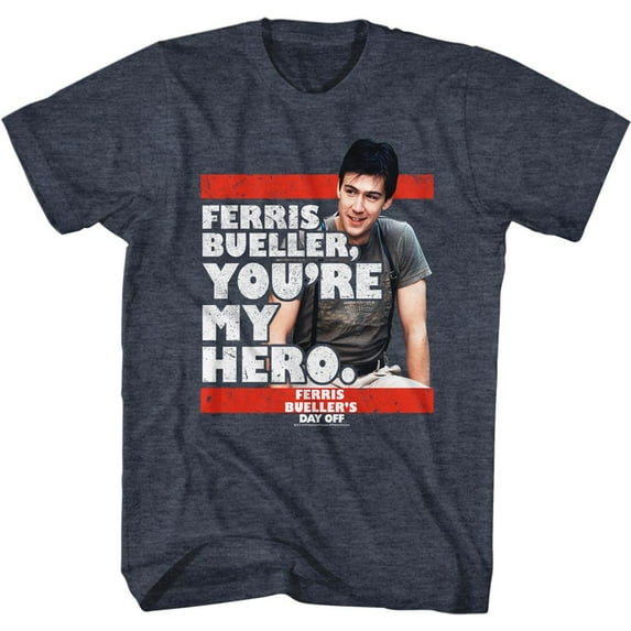 Ferris Bueller's Day Off My Hero Navy Heather Adult T-Shirt 4Xl