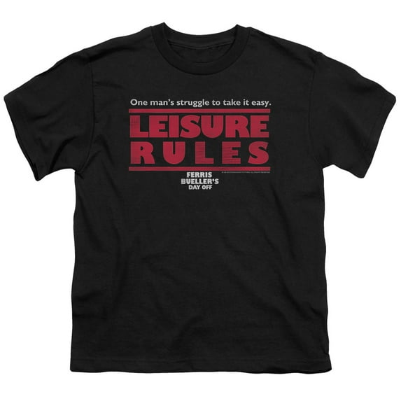 Ferris Bueller Leisure Rules Youth 18/1 T-Shirt Black