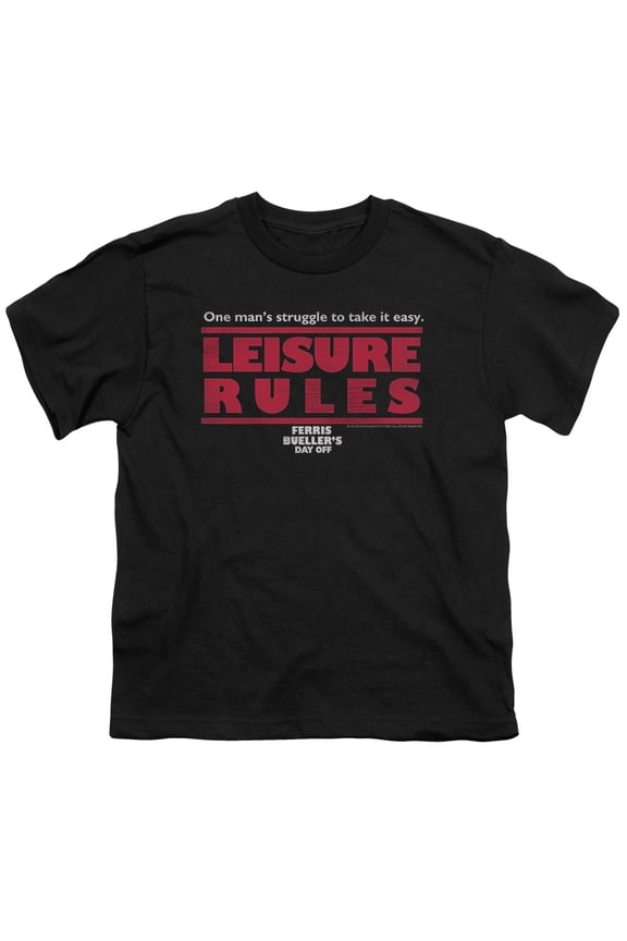 Ferris Bueller Leisure Rules Youth 18/1 T-Shirt Black