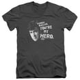 thumbnail image 1 of Ferris Bueller My Hero Adult V-Neck T-Shirt Charcoal, 1 of 1