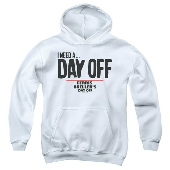 Ferris Bueller Needs A Day Off Youth Kids Boy/Girls Pull-Over Hoodie, White, Small
