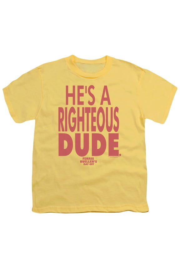 Ferris Bueller Righteous Dude Youth 18/1 T-Shirt Banana