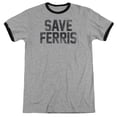 thumbnail image 1 of Ferris Bueller Save Ferris Adult Ringer T-Shirt Heather Black, 1 of 1