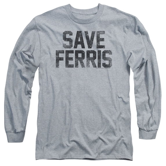 Ferris Bueller Save Ferris Long Sleeve Adult 18/1 T-Shirt Athletic Heather