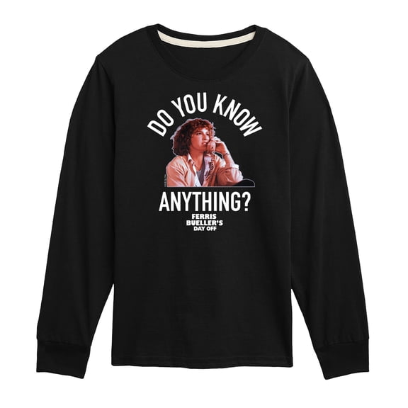 Ferris Bueller's Day Off - Do You Know Anything - Toddler And Youth Long Sleeve Graphic T-Shirt
