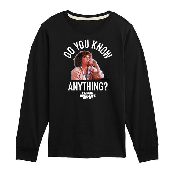 Ferris Bueller's Day Off - Do You Know Anything - Toddler And Youth Long Sleeve Graphic T-Shirt