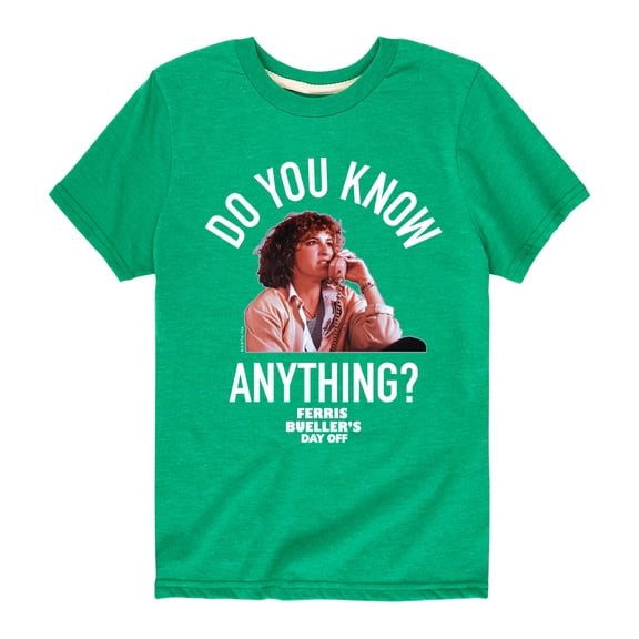 Ferris Bueller's Day Off - Do You Know Anything - Toddler And Youth Short Sleeve Graphic T-Shirt