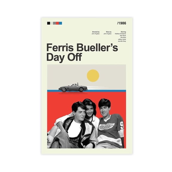 Ferris Bueller's Day Off Movie Poster, Modern Vintage Movie Posters Canvas Poster Bedroom Room Deco