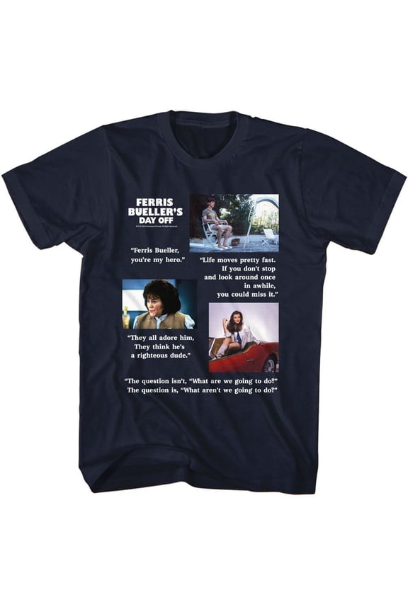 Ferris Bueller's Day Off Quotes Navy T-Shirt
