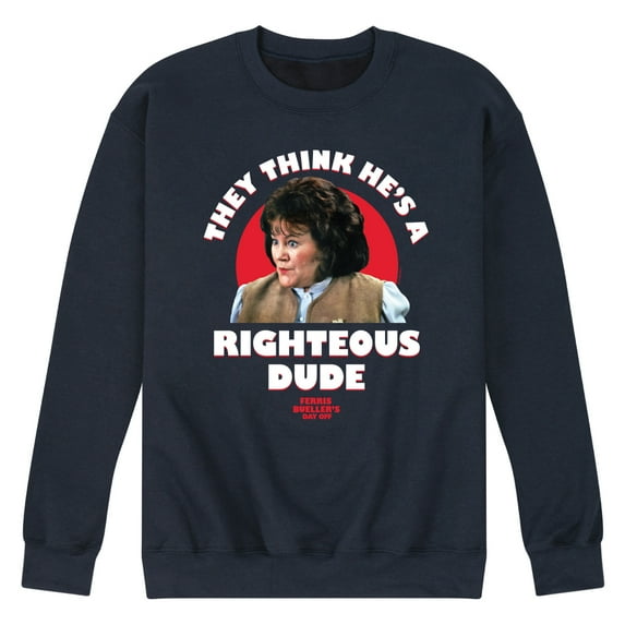 Ferris Bueller's Day Off - Righteous Dude - Men's Crew Neck Fleece Pullover
