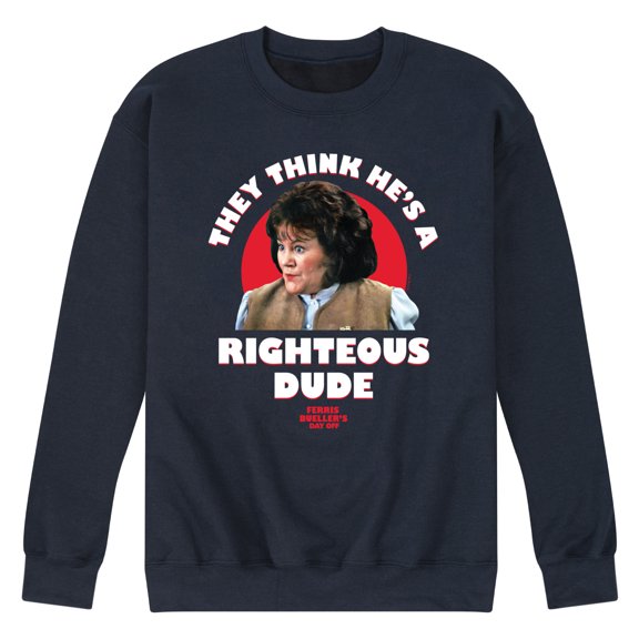 Ferris Bueller's Day Off - Righteous Dude - Men's Crew Neck Fleece Pullover