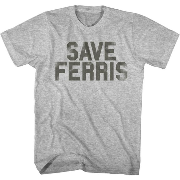 Ferris Bueller's Day Off Save Ferris Penant Gray Heather Adult T-Shirt Xlt