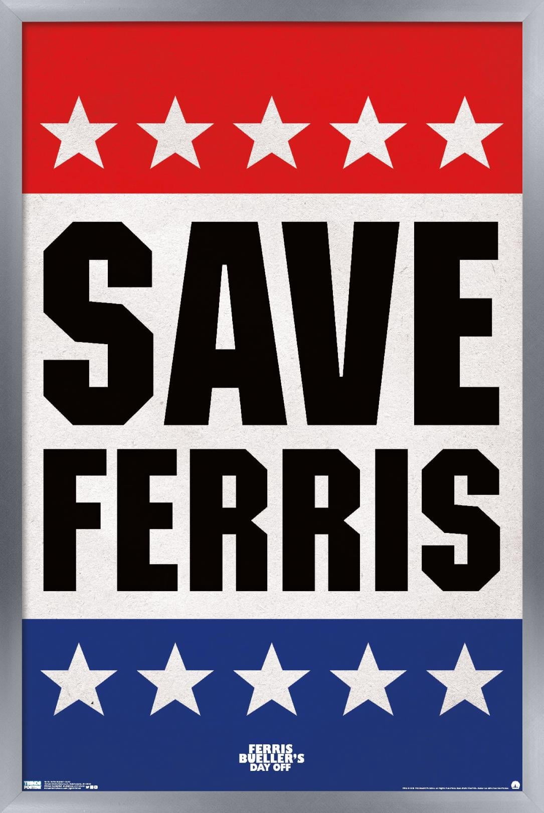 Ferris Bueller's Day Off - Save Ferris Wall Poster, 14.725" x 22.375", Framed