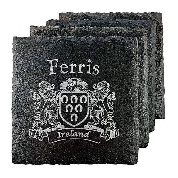 Ferris Irish Coat of Arms Slate Coasters - Set of 4