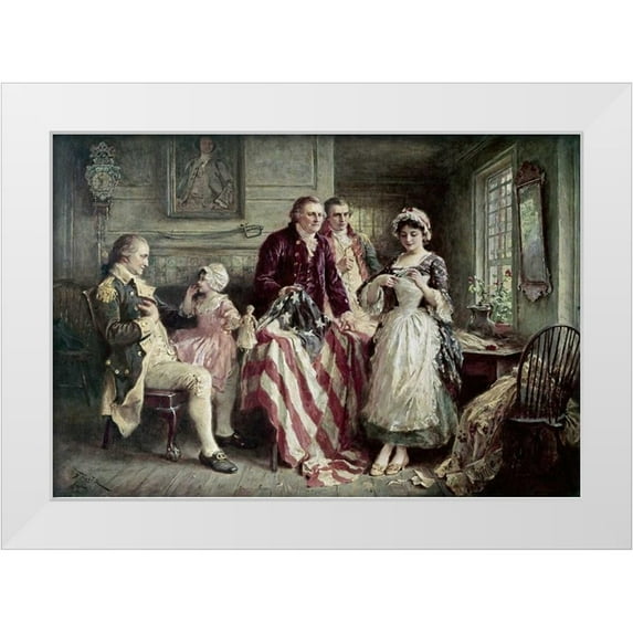 Ferris, Jean Leon Gerome 14x11 White Modern Wood Framed Museum Art Print Titled - Betsy Ross