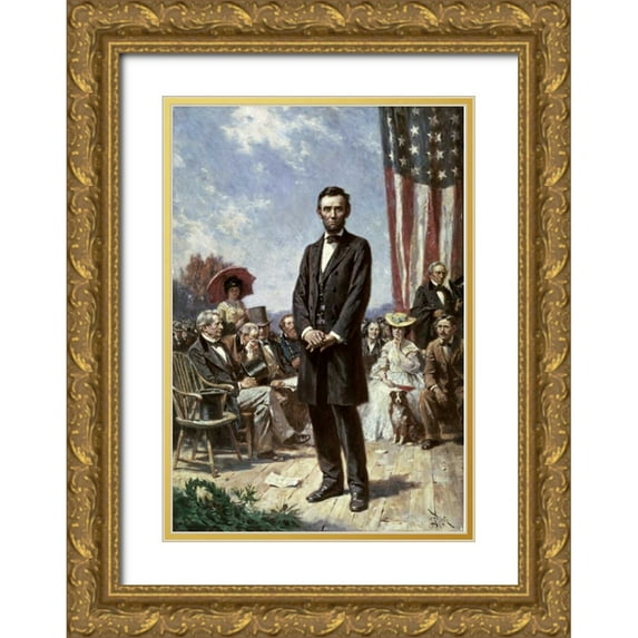 Ferris, Jean Leon Gerome 14x18 Gold Ornate Wood Framed with Double Matting Museum Art Print Titled - The Gettysburg Address