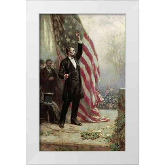 Ferris, Jean Leon Gerome 22x32 White Modern Wood Framed Museum Art Print Titled - Lincoln at Independence Hall