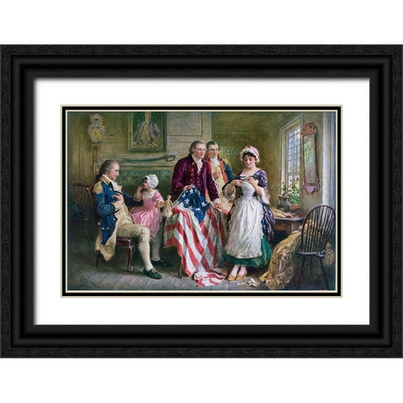 Ferris, Jean Leon Gerome 32x23 Black Ornate Wood Framed with Double Matting Museum Art Print Titled - Betsy Ross 1777