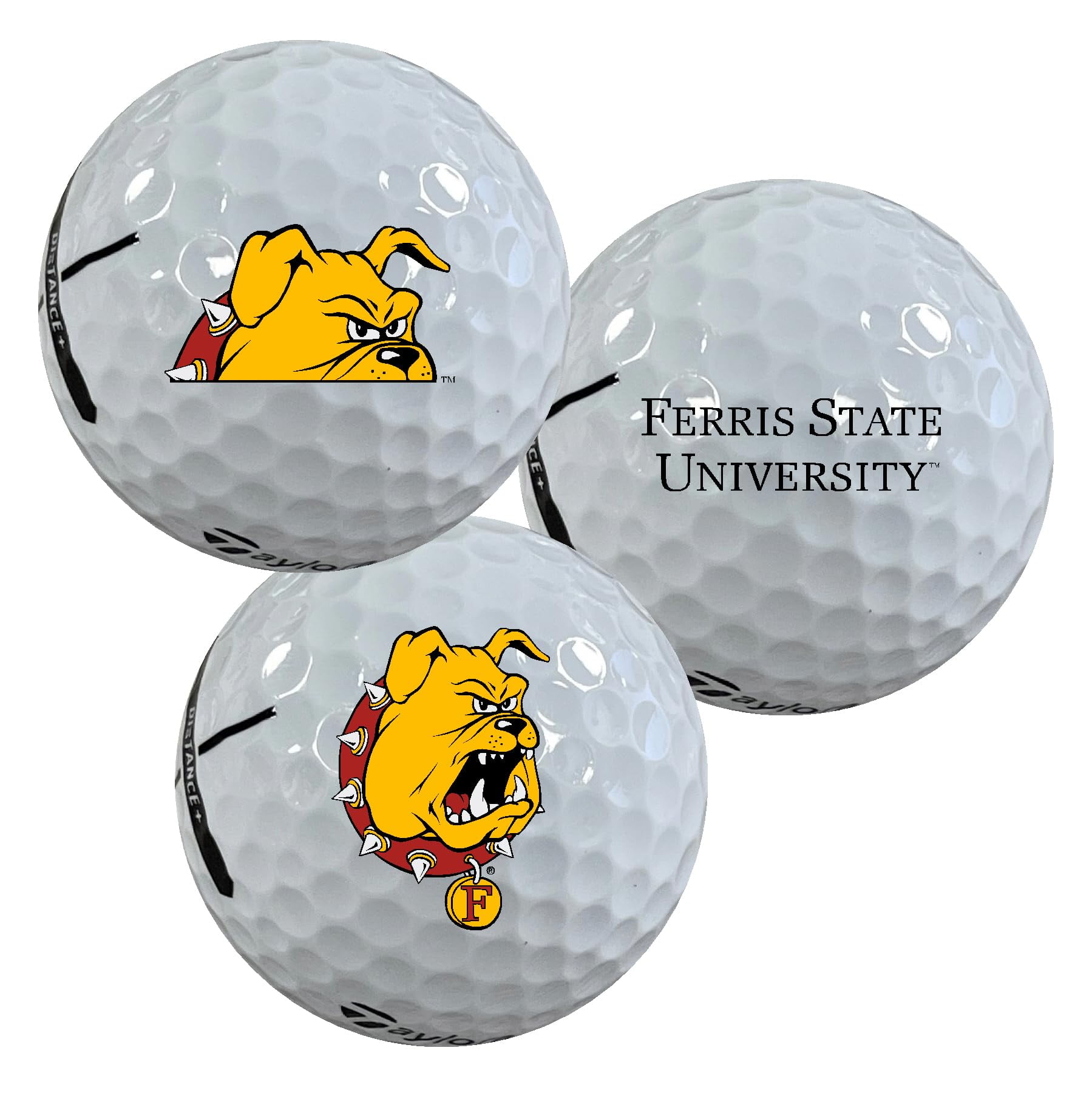 Ferris State University Bulldogs Logo Edition Officially Licensed NCAA Taylormade Distance+ Golf Balls 12-Pack (Dozen)