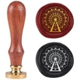 thumbnail image 1 of Ferris Wheel 1" Wax Seal Stamp Vintage Sealing Stamps Removable Brass Head Seal Stamp with Wooden Handle Sealing Wax for Envelope Card Letter Wedding Invitations Gift Wrapping Decor Gold, 1 of 9