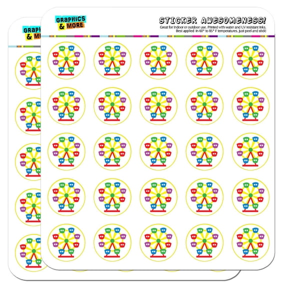 Ferris Wheel Amusement Park Ride 1" Scrapbooking Crafting Stickers