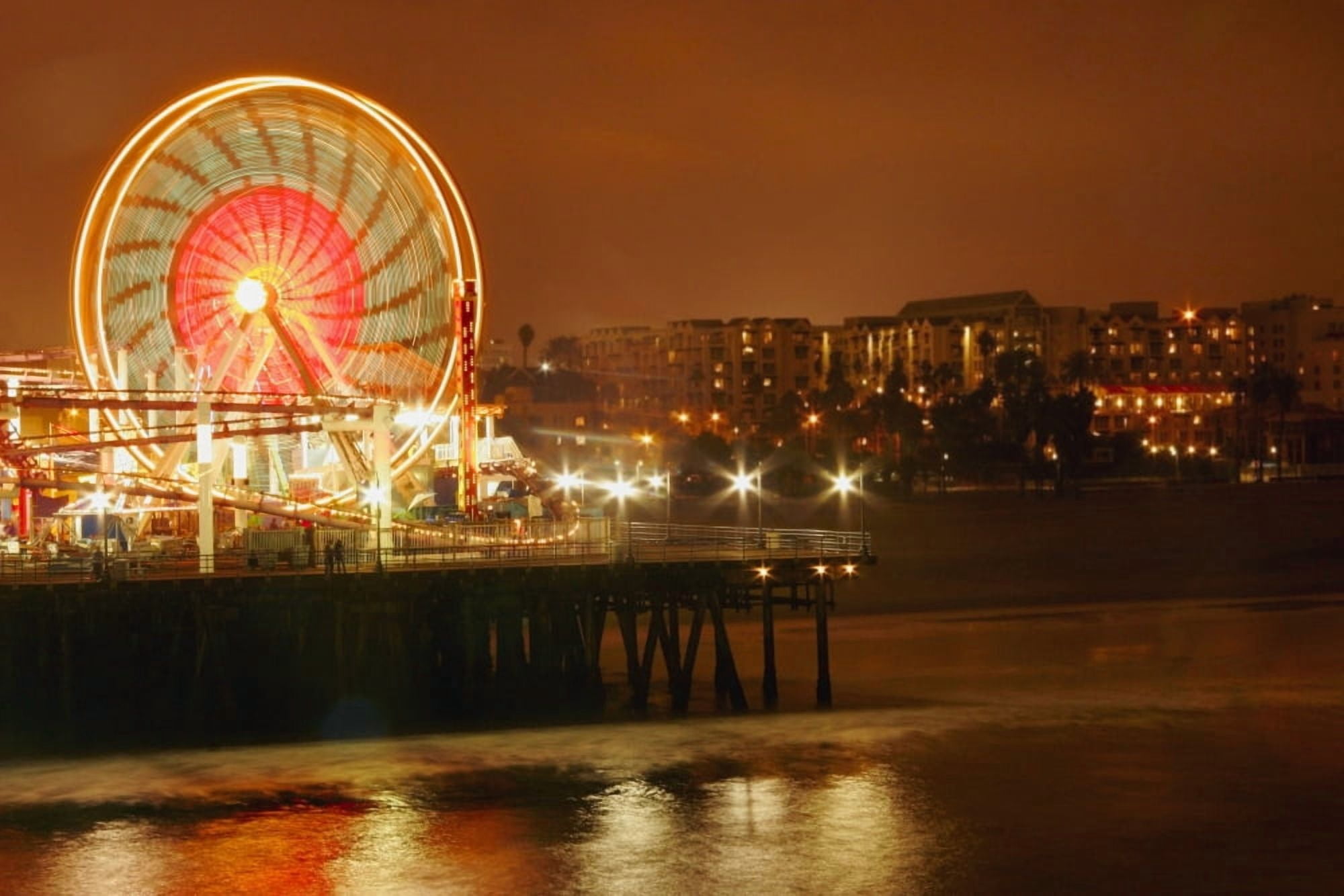 Ferris Wheel At Night Canvas Art - Leah Hammond Design Pics (17 x 11)