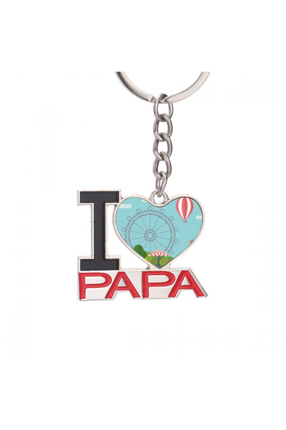 Ferris Wheel Balloon Amusement Park Keychain Metal Keyring Holder Love PAPA Father
