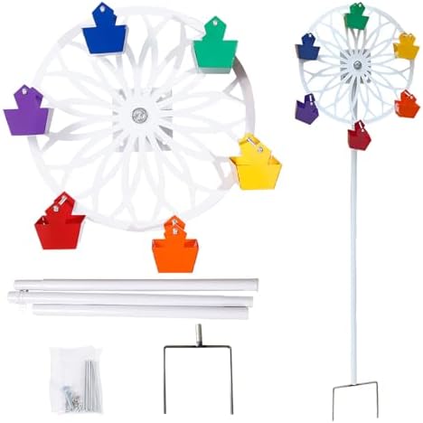 Curated visual reference: Picture Idea: Ferris Wheel Bird Feeder With Buckets Rotating Whirly Wheel