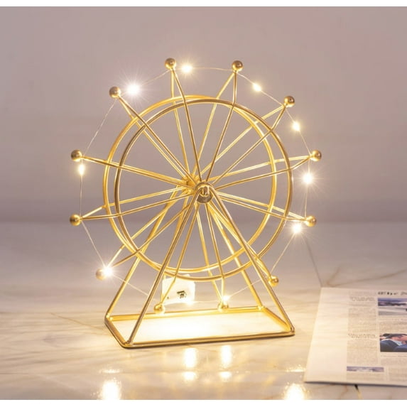 Art Deco Gold Ferris Wheel Bookshelf Decor - Modern Shelf Accent Ornament | Living Room, Fireplace, Desk & Entryway Decor | Ideal Gift