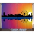thumbnail image 1 of Ambesonne Ferris Wheel Curtains 2 Panel Set, Skyline at Sunset, 108" x 84", Multicolor, 1 of 3