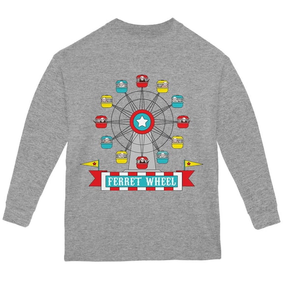 Ferris Wheel Ferret Pun Youth Long Sleeve T Shirt Storm Grey Youth X-SM