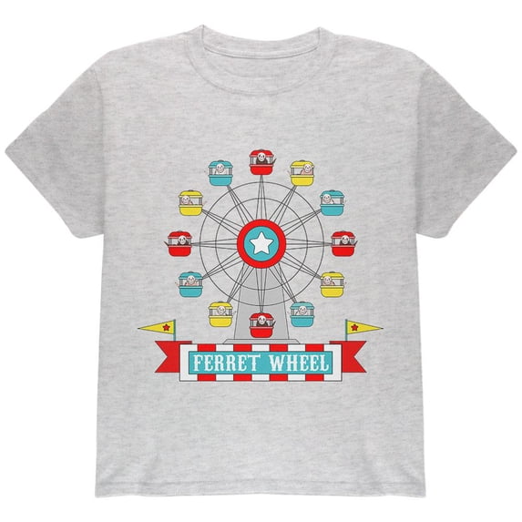 Ferris Wheel Ferret Pun Youth T Shirt Light Heather Grey YLG