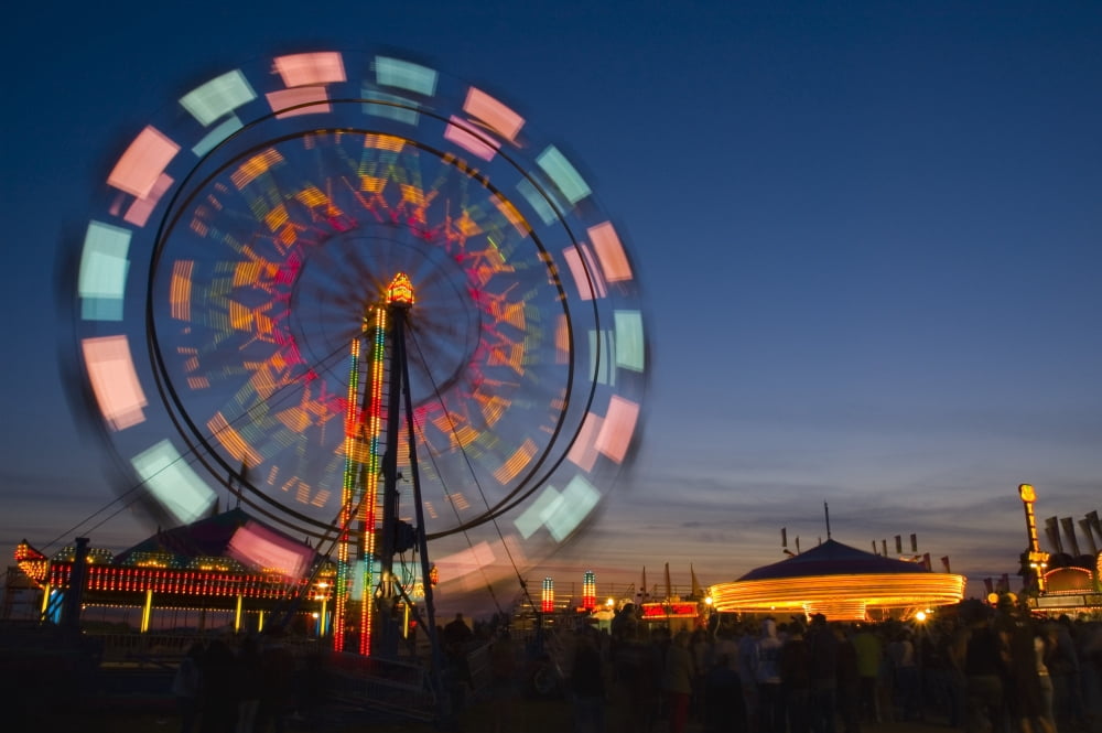 Ferris Wheel In The Evening Canvas Art - Corey Hochachka Design Pics (34 x 22)