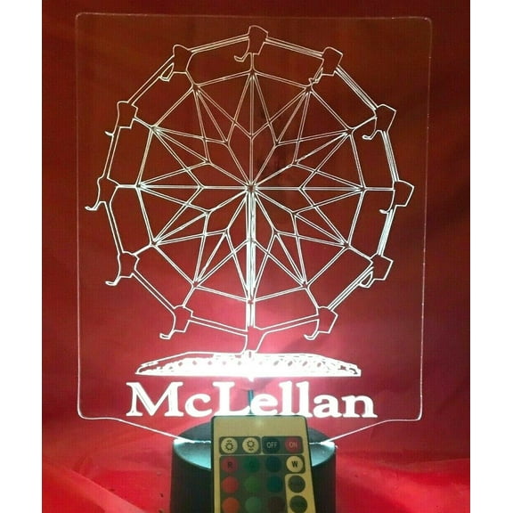 Ferris Wheel Light Up Night Light Lamp LED Free Engraved Custom Name Personalized Amusement Ride Table Lamp, With Remote, 16 Different Color Options, Dimmer, It's WOW, Great Gift