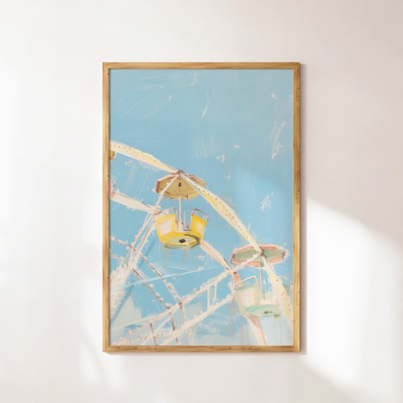 Ferris Wheel Nursery Pastel Christian Wall Artwork, Unframed Paper Poster 11x14in