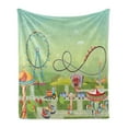 thumbnail image 1 of Ferris Wheel Soft Flannel Fleece Blanket, Graphic Composition of an Amusement Park with Bumper Cars Horror Tunnel Swings, Cozy Plush for Indoor and Outdoor Use, 60" x 80", Multicolor, by Ambesonne, 1 of 6
