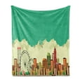 thumbnail image 1 of Ferris Wheel Soft Flannel Fleece Blanket, Vintage Panaromic View of a Metropolis Consisting Skyscrapers Greenery Circus, Cozy Plush for Indoor and Outdoor Use, 50" x 60", Multicolor, by Ambesonne, 1 of 5